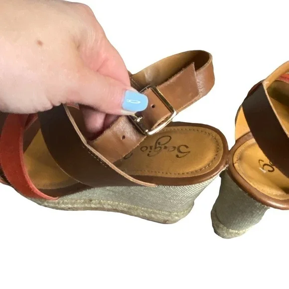 Sergio Zelcer Wedge Sandals Size USA 10 - Picture 6 of 7